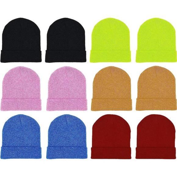 Other - 12 Pack Winter Beanie Hats for Men Women, Warm Cozy Knitted Cuffed Skull Cap
